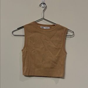 Zara Brown Sleeveless Crop Top